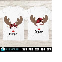Reindeer face SVG, Reindeer buffalo plaid SVG, Reindeer kids shirt SVG , Christmas svg