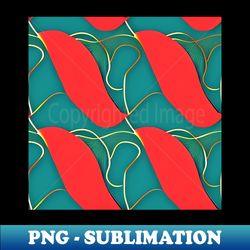 Teal and Red with Gold Pattern - Vintage Sublimation PNG Download - Stunning Sublimation Graphics