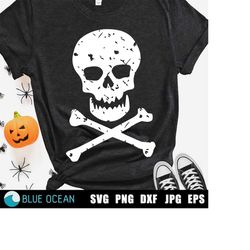 Halloween Skull SVG, Skull & crossbones svg, Pirate Skull SVG, Distressed grunge cut file