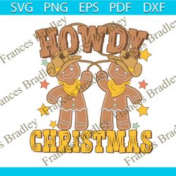 Howdy Christmas Vintage Gingerbread Man SVG Download