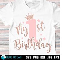 1st birthday SVG,  First birthday girl SVG, Cricut cut files