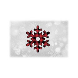 Holiday Clipart: Large Red and Black Easy Buffalo Plaid Snowflake for Winter or Christmas Theme Decoration - Digital Download SVG & PNG