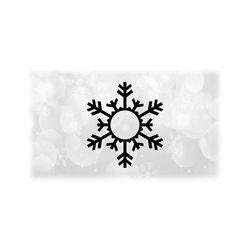 Holiday Clipart: Black Christmas or Winter Snowflake Silhouette with Opening for Monogram or Initials Frame - Digital Download SVG & PNG