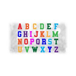 Sports Clipart: Alphabet Letter Templates Grouped on ONE Single Sheet - Rainbow Colors - Digital Download SVG - NOT an Installable Font File