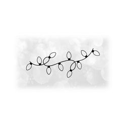Holiday Clipart: Swirly Strand or String of Christmas Light Bulbs in Black Outline on Transparent Background - Digital Download SVG & PNG