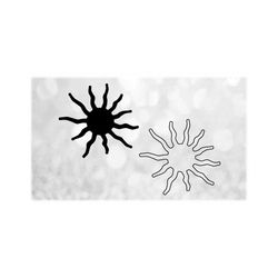 Nature Clipart: Simple Black Sun or Sunshine Silhouette Solid and Outline - Summer or Celestial Theme - Digital Download svg png dxf pdf