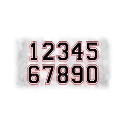 Sports Clipart: Jersey Number Templates Grouped on Single Sheet - Red White Black Layers - Digital Download SVG, Not Installable Font File