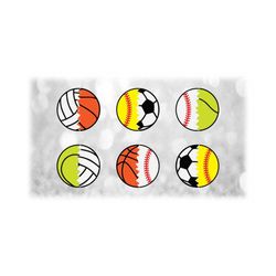 Sports Clipart: Mix & Match Cracked Half Sports Balls - Baseball Softball Tennis Soccer Basketball Volleyball - Digital Download svg png dxf