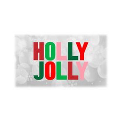 Holiday Clipart: Red/Green Words 'Holly Jolly' from Traditional 'Have a Holly Jolly Christmas' Celebration Song - Digital Download SVG & PNG