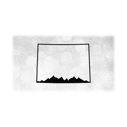 Geography Clipart: Black Silhouette Outline of the State of Colorado with Mountain Range as Bottom Border - Digital Download SVG & PNG