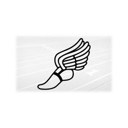 Sports Clipart: Black Winged Running Shoe Outline from Mercury / Hermes to Symbolize 'Track & Field' Sport/Events - Digital Download SVG/PNG