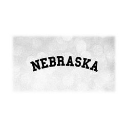 Geography Clipart: Black Arched USA State Name 'Nebraska' in Bold Black Collegiate Block Style Lettering - Digital Download svg png dxf pdf