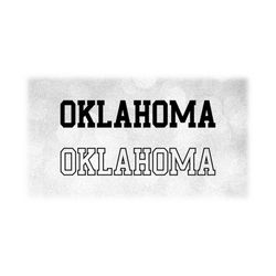 Geography Clipart: Black Solid and Outline of the Word 'Oklahoma' for the State in USA - Change Color Yourself - Digital Download SVG & PNG