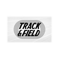 Sports Clipart: Black Running Track to Scale with Simple Lettering Words 'Track & Field' Layered on Top  - Digital Download svg png dxf pdf