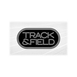 Sports Clipart: Black Running Track to Scale with Words 'Track & Field' Cutout in Tubular Letter Style - Digital Download svg png dxf pdf