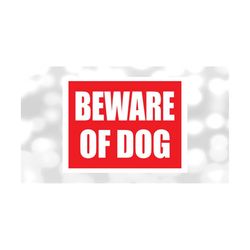 Shape Clipart: Standard Rectangle Shaped Red Sign with 'Beware of Dog' Cutout Layered on White Solid Background - Digital Download SVG & PNG
