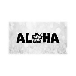 Nature Clipart: Black Hawaii Word 'Aloha' with Hibiscus Flower as Letter 'O' - Change Color Yourself - Digital Download svg png dxf pdf