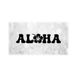 Nature Clipart: Black Hawaii Word 'Aloha' with Hibiscus Flower as Letter 'O' - Change Color Yourself - Digital Download svg png dxf pdf