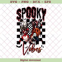 Vintage Spooky Vibes Scary Movie Characters SVG Cricut File