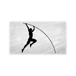 Sports Clipart: Black Track and Field Pole Vault Event Silhouette with Male Athlete and Bent Pole at Start - Digital Download SVG & PNG