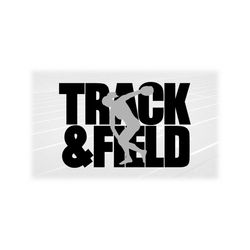 Sports Clipart: Words 'Track & Field' with Silhouette of Female Discus Thrower Overlay - You Change Color - Digital Download svg png dxf pdf