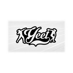 Sports Clipart: 'Yeet' in Baseball Style w/ Female Track & Field Shot Put/Discus Throwers Cutout of Black - Digital Download svg png dxf pdf