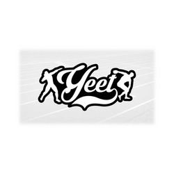 Sports Clipart: 'Yeet' in Baseball Style with ale Track & Field Shot Put/Discus Throwers White on Black - Digital Download svg png dxf pdf