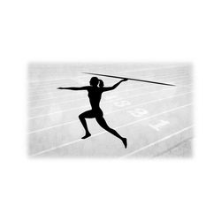 Sports Clipart: Black Track & Field Silhouette of Female / Woman / Girl Thrower with 'Javelin' in Throwing Motion - Digital Download SVG/PNG