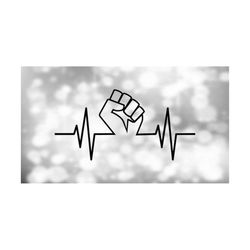 Clipart for Causes:  Black Lives Matter Electrocardiogram EKG/ECG Heartbeat or Heart Rate w/ Black Power Fist - Digital Download svg & png