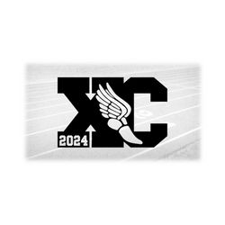 Sports Clipart: Black College Style Letters 'XC' Standing for Cross Country with Track Shoe & 2024 Cutout - Digital Download svg png dxf pdf