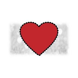 Holiday Clipart: Large Red Heart with Black Lace Scallop Border for Love or Valentine's Day Projects - Digital Download SVG & PNG