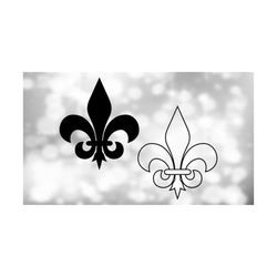 Shape Clipart: Easy Fleur De Lis Symbol in Black Solid and Outline - French Royalty, New Orleans, Louisiana - Digital Download SVG & PNG