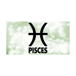Shape Clipart: Large Black/White Zodiac Astrology Symbol / Word 'Pisces' the Fish - Sign for Feb 21 to March 20 - Digital Download SVG & PNG