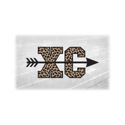 Sports Clipart: Bold Block Letters 'XC' for Cross Country with Arrow through the Middle in Leopard Skin Pattern - Digital Download SVG & PNG