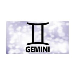 Shape Clipart: Large Black Zodiac Symbol and Word for 'Gemini' the Twins - Sign for May 21 to June 21 - Digital Download SVG & PNG
