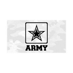 Armed Forces Clipart: Simple Easy Bold Black 'Army' Word and Star Military Logo with Collegiate Block Letters  - Digital Download SVG & PNG