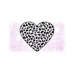 holiday clipart: large black transparent leopard skin pattern heart shape w/ outline for love / valentine's day - digital download svg & png