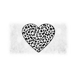 Holiday Clipart: Layered Black on White Leopard Skin Pattern Heart Shape w/ Outline for Love / Valentine's Day - Digital Download SVG & PNG