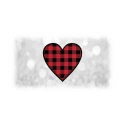 Shape Clipart: Layered Black over Red Buffalo Check Plaid Simple Doodle Heart for Love or Valentine's Day - Digital Download in SVG & PNG