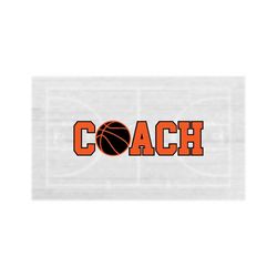 Sports Clipart: Layered Black on Orange 'Coach' in Collegiate Block Type with Bold Basketball as Letter 'O' - Digital Download SVG & PNG