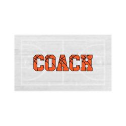 Sports Clipart: College Style Word 'Coach' in Basketball Style Letters Orange Layered on Black Background - Digital Download svg png dxf pdf