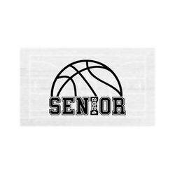Sports Clipart: Black Half Basketball with Word 'SENIOR' in Collegiate Style and Graduation Year 2024 - Digital Download svg png dxf pdf