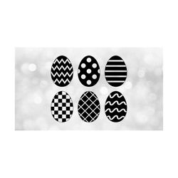 Holiday Clipart: Six Easter Egg Patterns - Polka Dots, Squiggles, Stripes, Checkers - Change Colors Yourself - Digital Download SVG & PNG