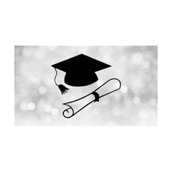 Educational Clipart: Black Simple, Easy Senior Graduation Mortarboard Cap, Tassel, Diploma Scroll for Graduates- Digital Download SVG & PNG
