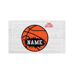 Sports Clipart: Black and Orange Basketball w/Cracked Open Name Frame Space to Add Player Name/Team Name - Digital Download svg png dfx pdf