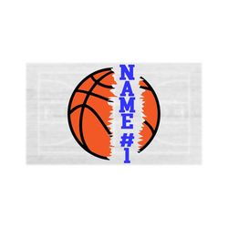 Sports Clipart: Black and Orange Bold Half Basketball Torn with Tears for Split Name Frame - Add Text Yourself - Digital Download SVG & PNG