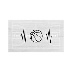 Sports Clipart: Electrocardiogram / E.K.G. / E.C.G. / Heartbeat / Heart Rate Monitor with Basketball Icon - Digital Download SVG & PNG