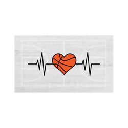 Sports Clipart: Electrocardiogram / E.K.G. / E.C.G. / Heartbeat / Heart Rate Monitor with Black/Orange Basketball - Digital Download SVG/PNG