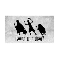 Entertainment Clipart: Black Words 'Going Our Way' w/ Three Hitchhiking Ghosts Inspired by Haunted Mansion Ride - Digital Download SVG & PNG