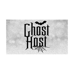 Entertainment Clipart: Black 'Ghost Host' Name Badge Icon w/ Bat and Spider Web Inspired by Haunted Mansion - Digital Download SVG & PNG